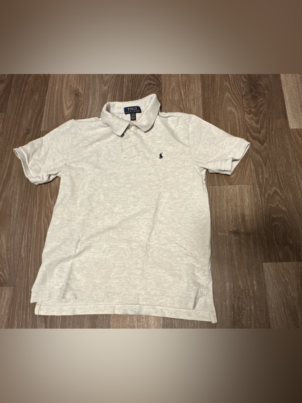 Polo Ralph Lauren Polo Shirt OATMEAL HEATHER Boys L(14-16) DENIM FADE ON BACK